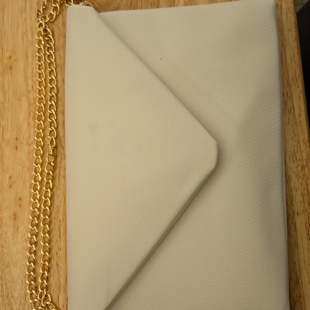A New Day Cream Envelope Crossbody W/ Gold Chain NWOT